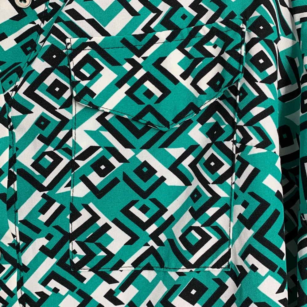 Sz L NY Collection Green and Black Geometric women’s Dress used 🌿 - Picture 6 of 9